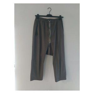 Rick Owens Taupe Drawstring Cropped Trousers  Size 32